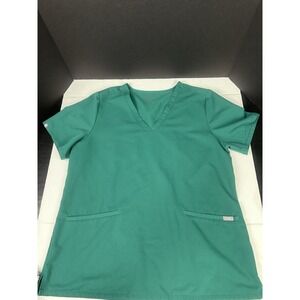 Figs Scrub Top Wmns XL Hunter Green 2 Pocket V Neck Medical Nurse Stretch FW1100